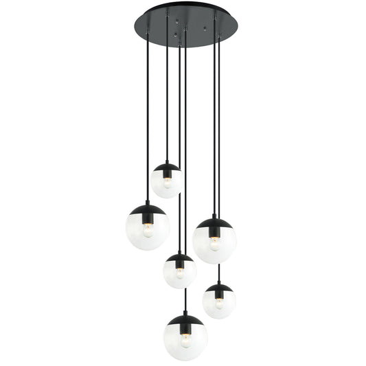 Pendentif à 6 lumières Tuxedo-Clear