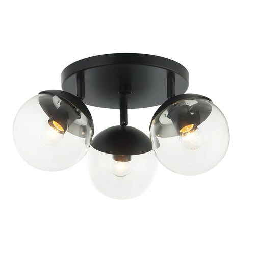 Load image into Gallery viewer, Tuxedo-Clear 3-Light Semi-Flush